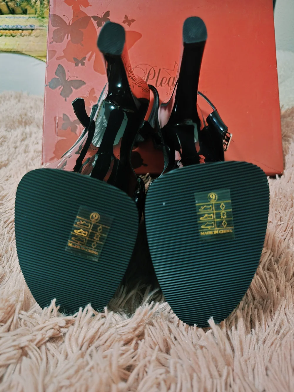 PLEASER Exotic Dancer Black Patent Platform 8in Stiletto Heels